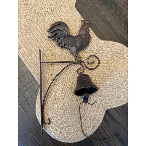 Solid Cast Iron Echoing Bell with Large Rooster on Top - Picture 6 of 8